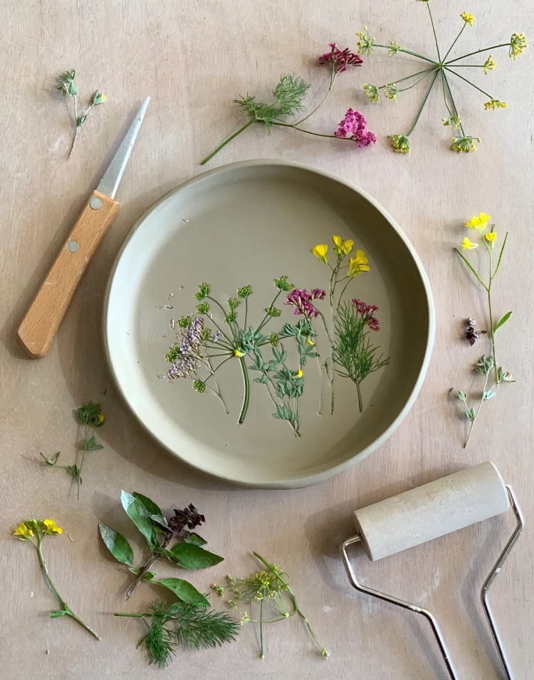 Botanical Pottery and Ceramic Dishes by Hessa Al Ajmani