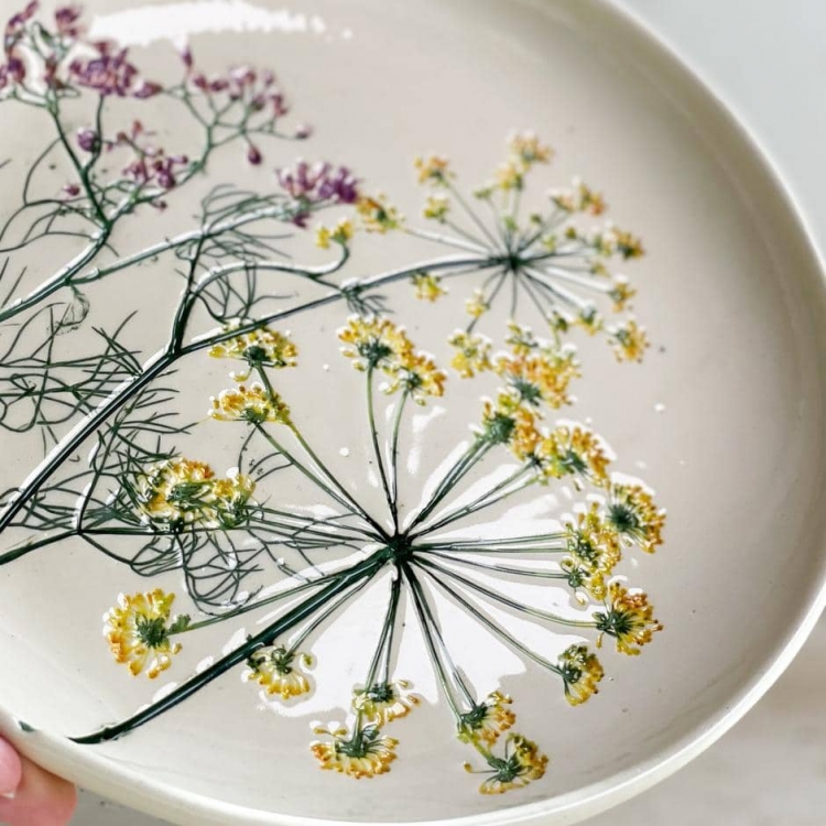 Botanical Pottery and Ceramic Dishes by Hessa Al Ajmani