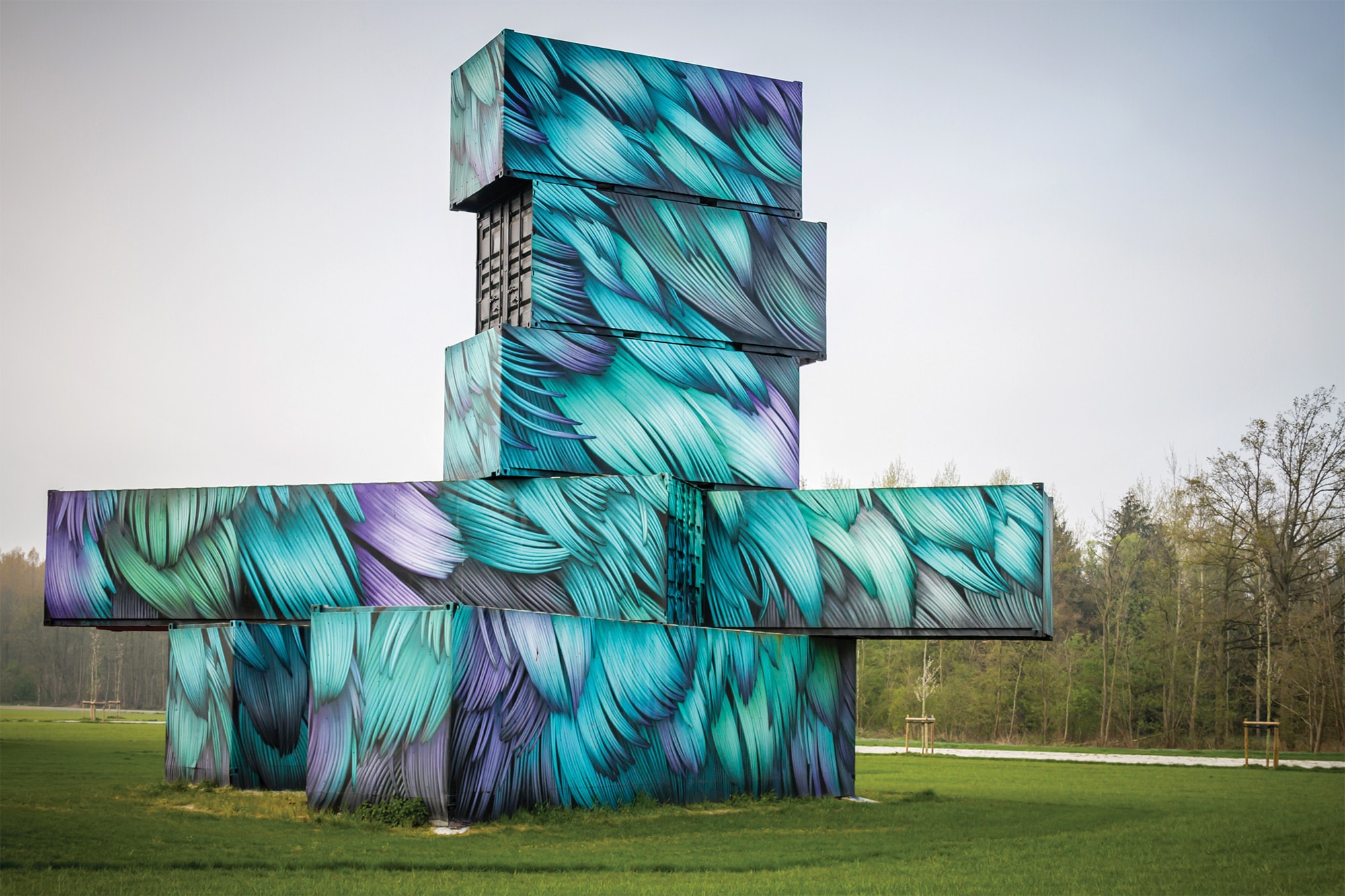 Pigeon Feather Mural by Adele Renault