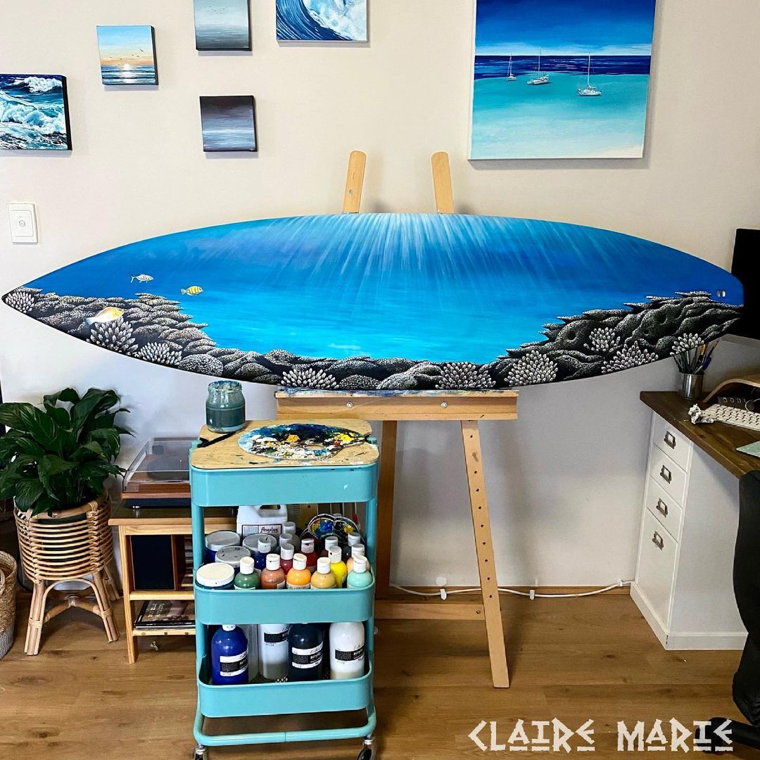 Surfboard Paintings by Claire Marie