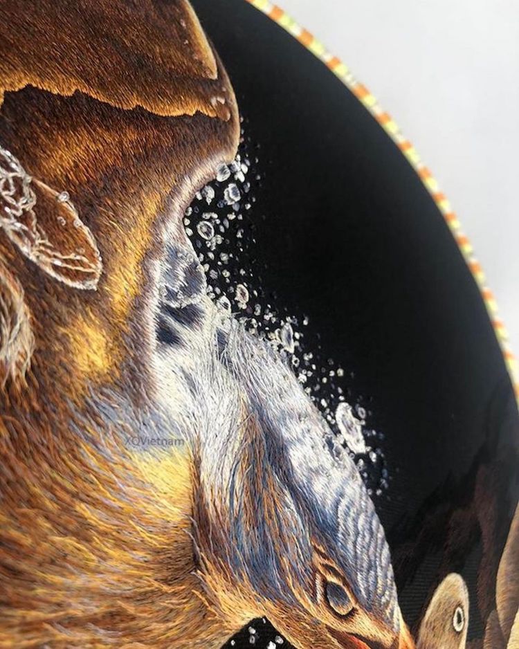 Detail of a Kingfisher Bird Embroidery