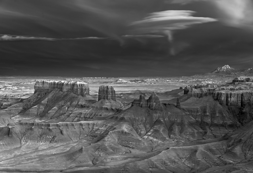 Black and White Landscape Photo of the Badlands by Mitch Dobrowner