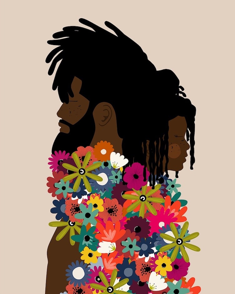 Black Girl Floral Art Prints in Full Bloom