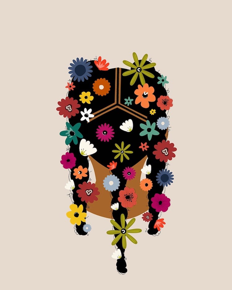 Black Girl Floral Art Prints in Full Bloom