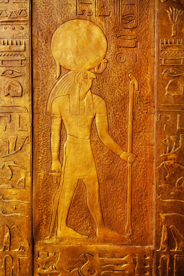 Hieroglyphic Carving of the Ancient Egyptian God Ra