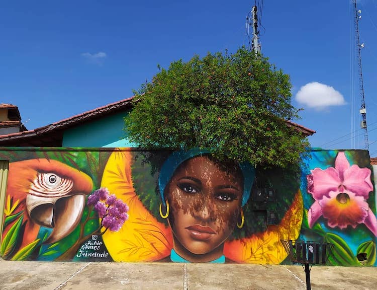 Street Art Portrait With Plants as Hair