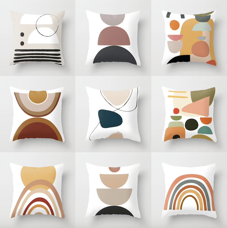 Geometric Mid Century Throw Pillow (Multiple Styles)