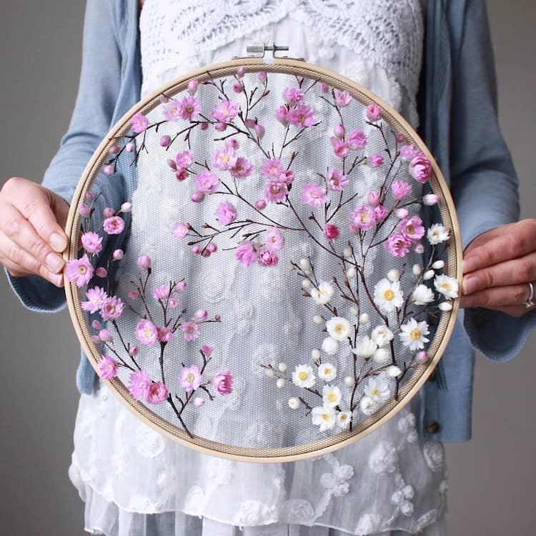 Flower on Tulle Embroidery by Olga Prinku