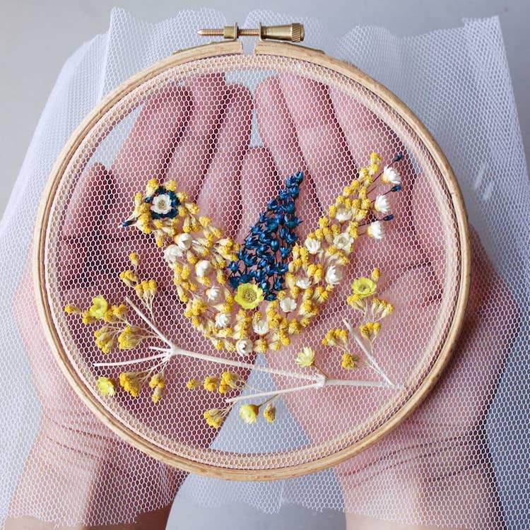 Flower on Tulle Embroidery by Olga Prinku