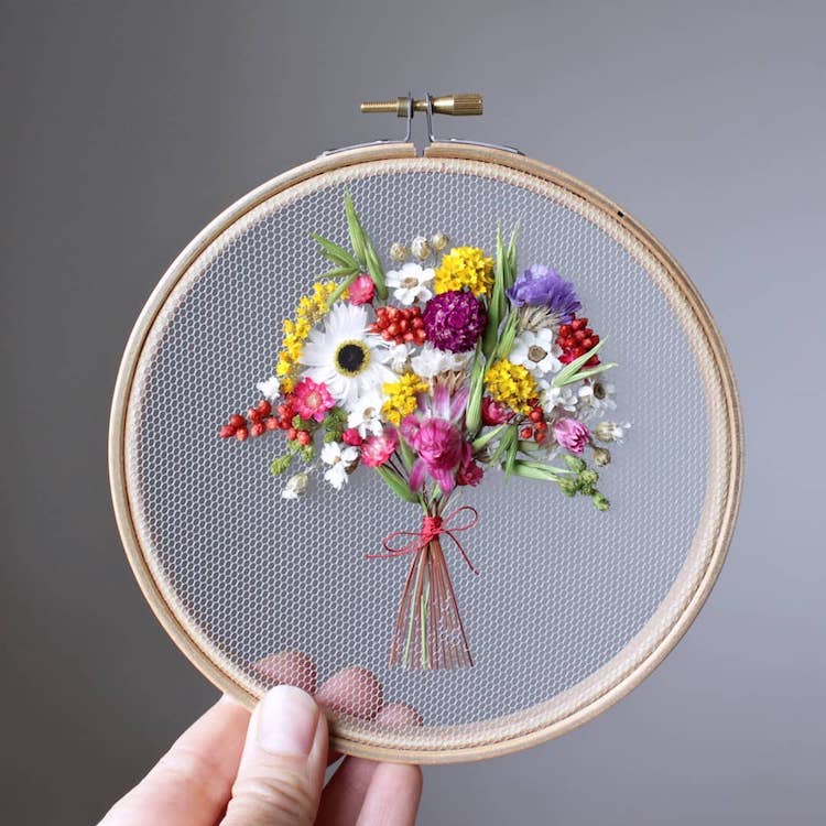 Flower on Tulle Embroidery by Olga Prinku