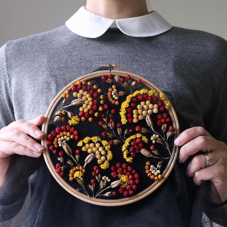 Flower on Tulle Embroidery by Olga Prinku