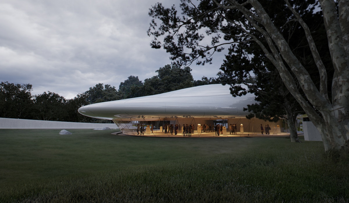 Exterior View of the Aranya Cloud Center by MAD Architects