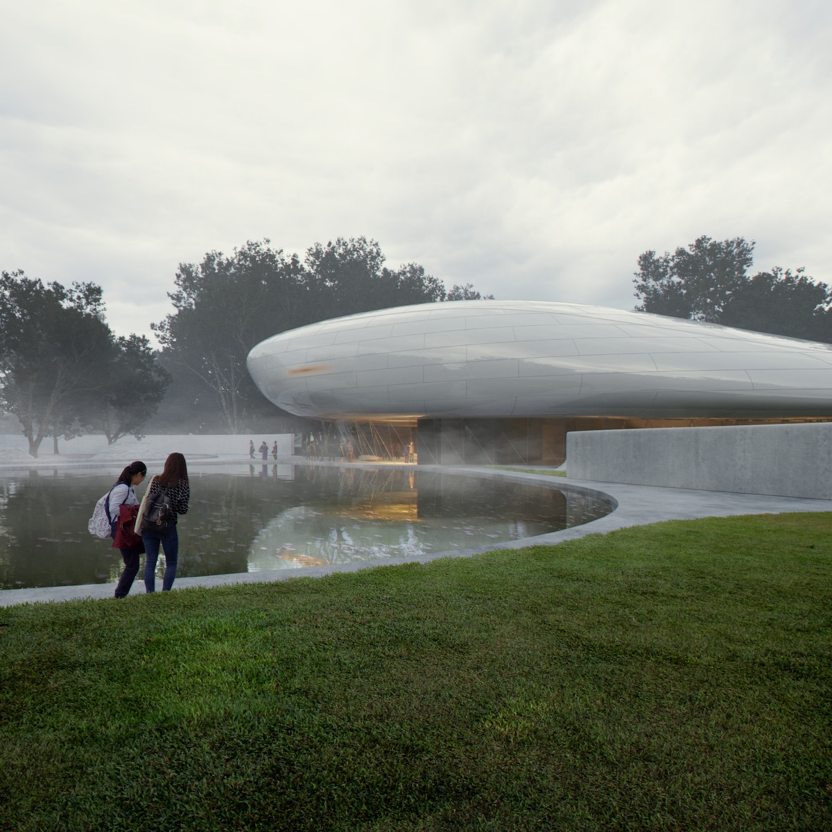 Exterior View of the Aranya Cloud Center by MAD Architects