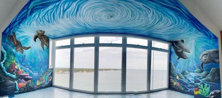 Panoramic Image of an Ocean Mural Painting