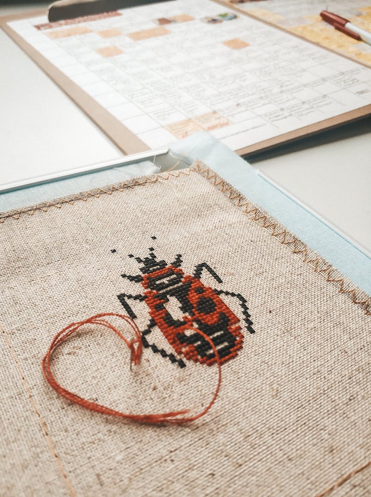 Cross Stitched Portrait of a Bug