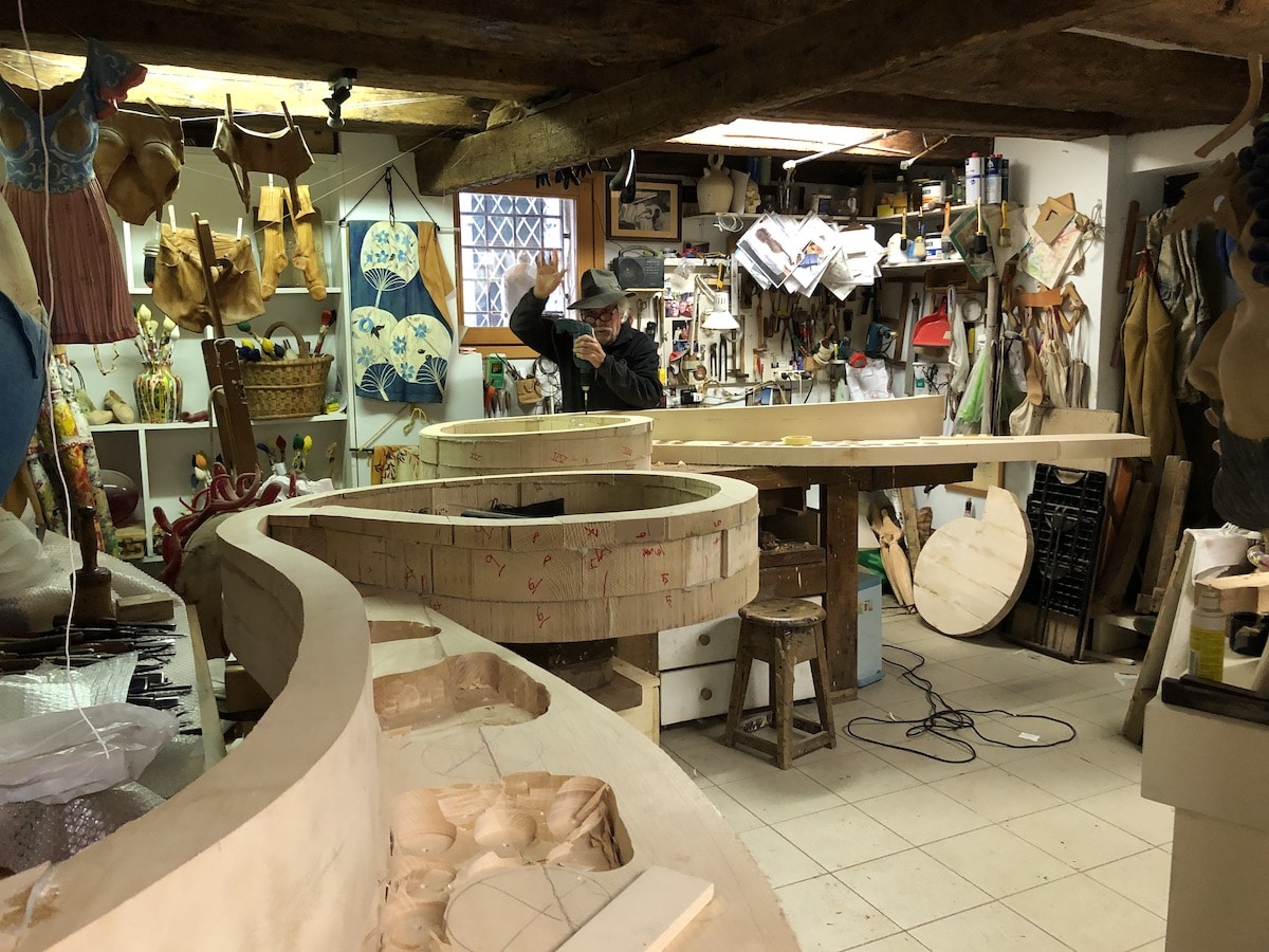 Livio de Marchi Working in His Studio