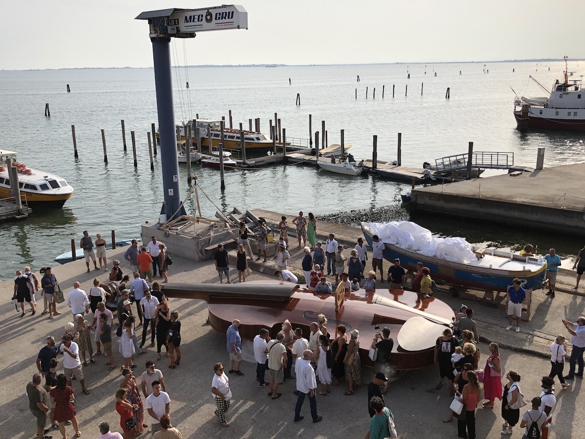 Giant Violin Sculpture by Livio de Marchi in Venice