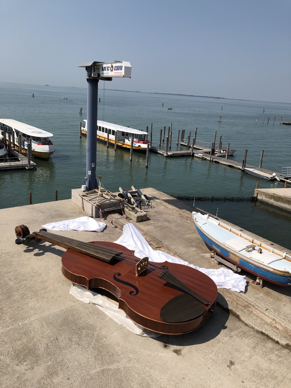 Giant Violin Sculpture by Livio de Marchi in Venice