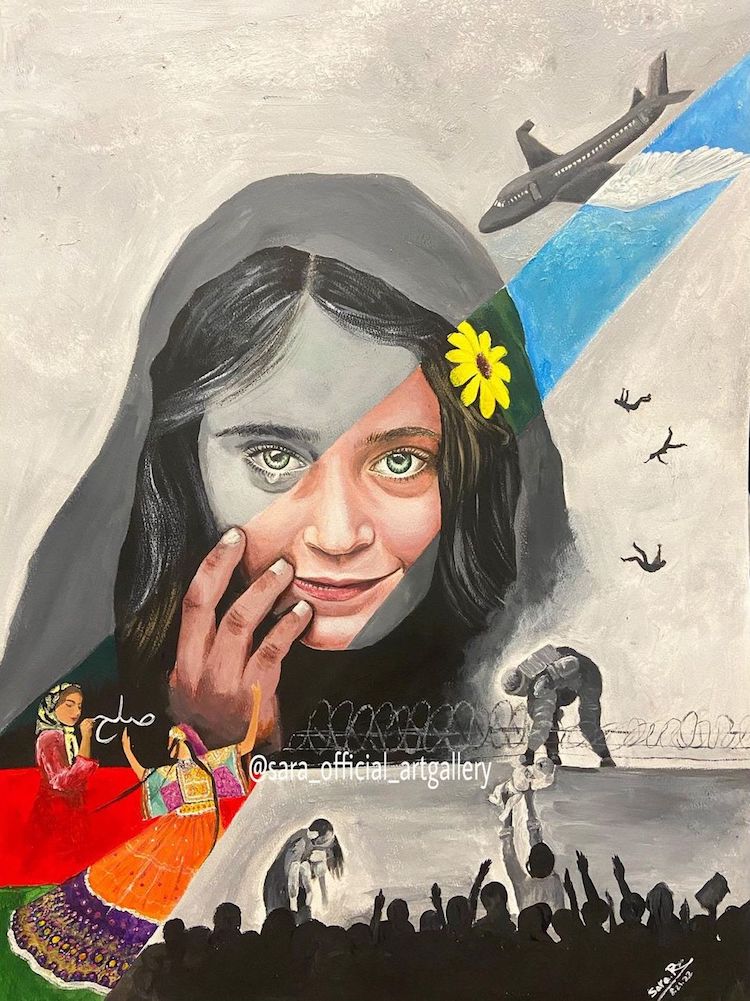 Emotional Painting of Afghan Girl by Sara Rahmani