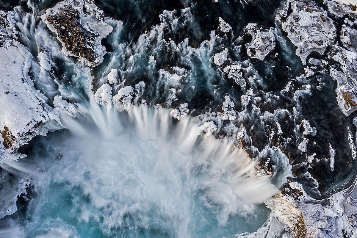 Waterfall in Iceland During the Winter