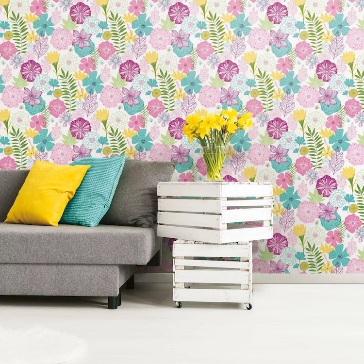 Bright Floral Peel and Stick Wallpaper from Target