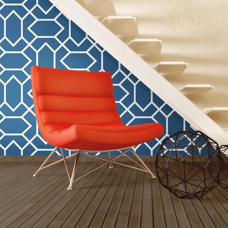 Blue Modern Geometric Peel and Stick Wallpaper