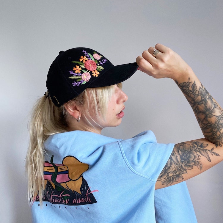 DIY Embroidered Baseball Hat