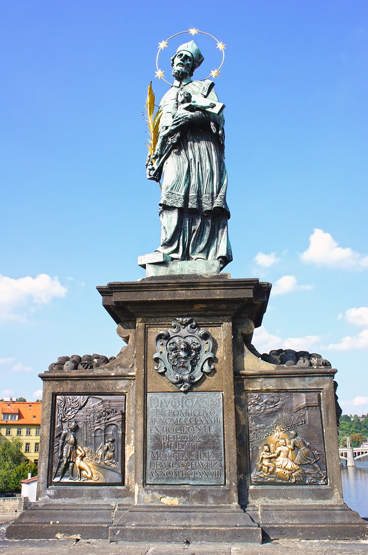 St. John of Nepomuk on Charles Bridge in Prague, Czech Republic