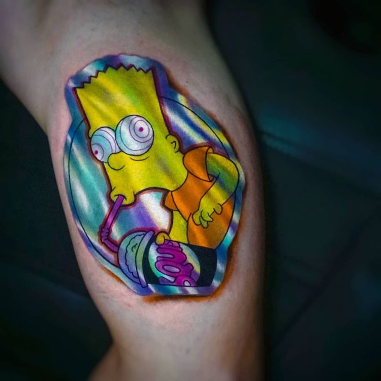 Bart Simpson Tattoo That Looks Like a Sticker