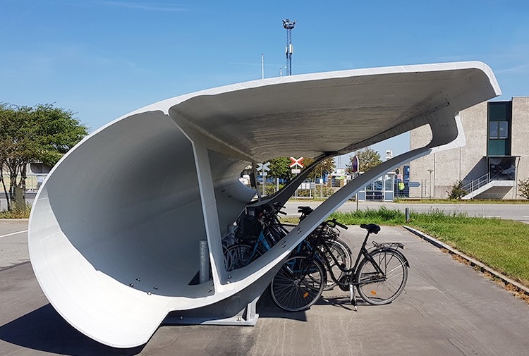 Recycling Wind Turbine Blades as Bike Garages