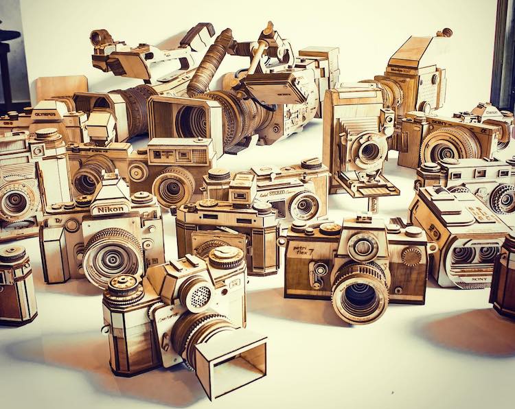 Wooden Vintage Camera Models