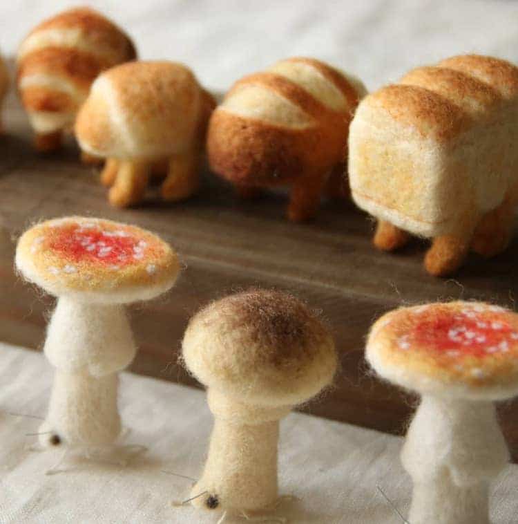Tiny Bread Felt Sculptures by Atelier Hatena