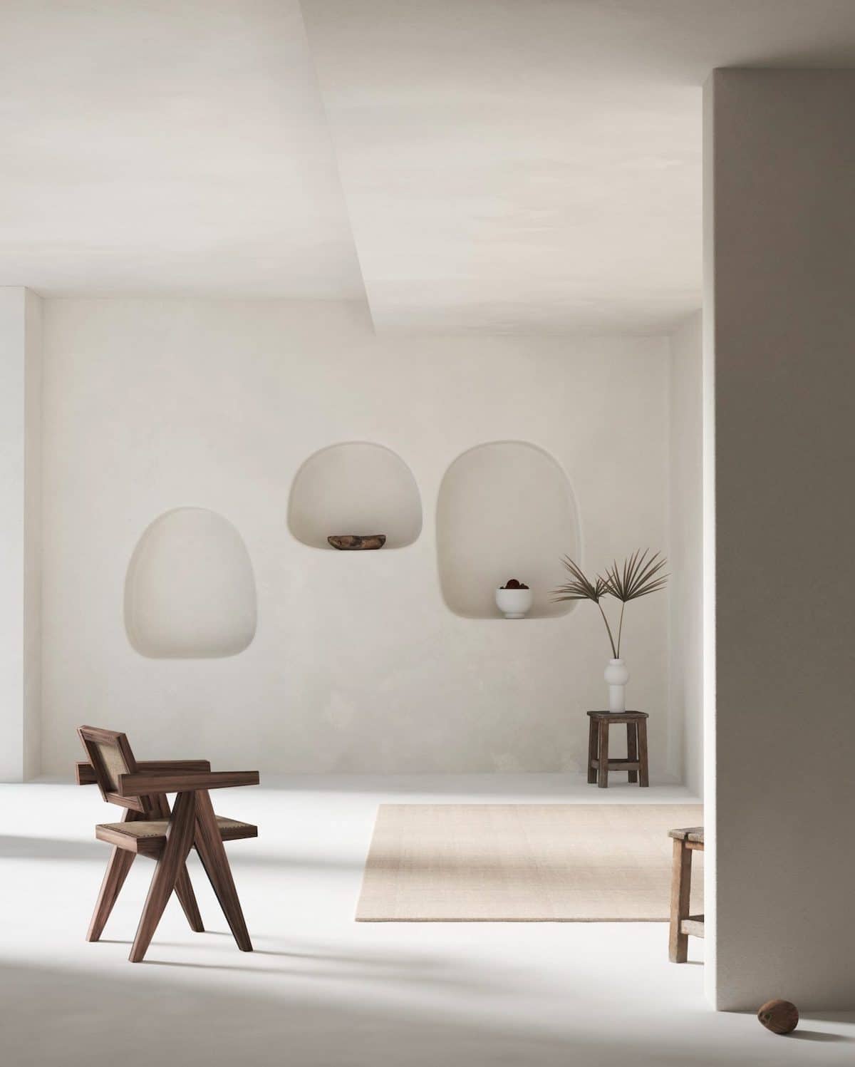 Bookcases in Wall in Interior Rendering by Sébastien Baert