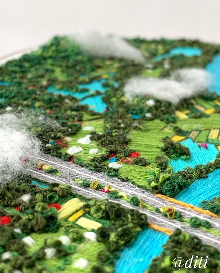 Aerial Embroidery Art by Diti Baruah