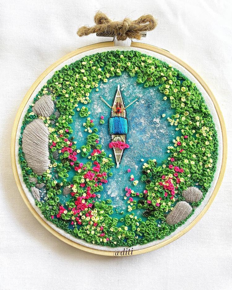 Mixed Media Embroidery Art by Diti Baruah