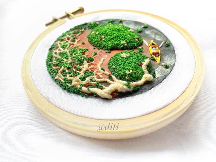 Mixed Media Embroidery Art by Diti Baruah