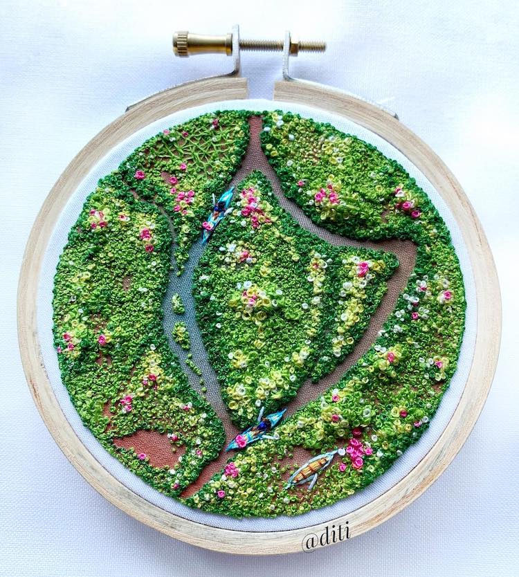 Mixed Media Embroidery Art Celebrates Aerial Views of North-East India