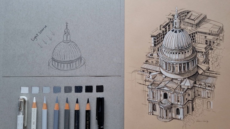 Demi Lang Drawing a Building