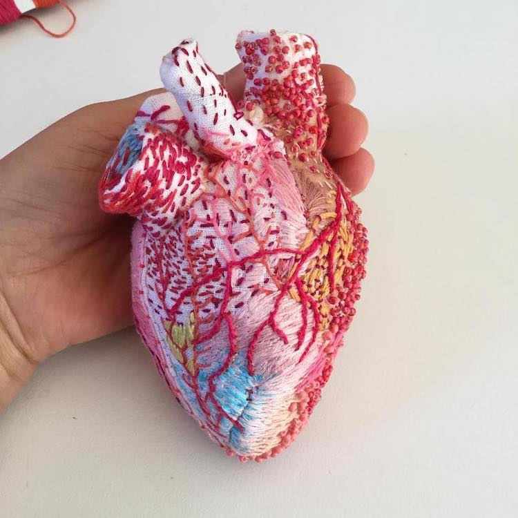 Textile Heart Sculptures by Ema Shin