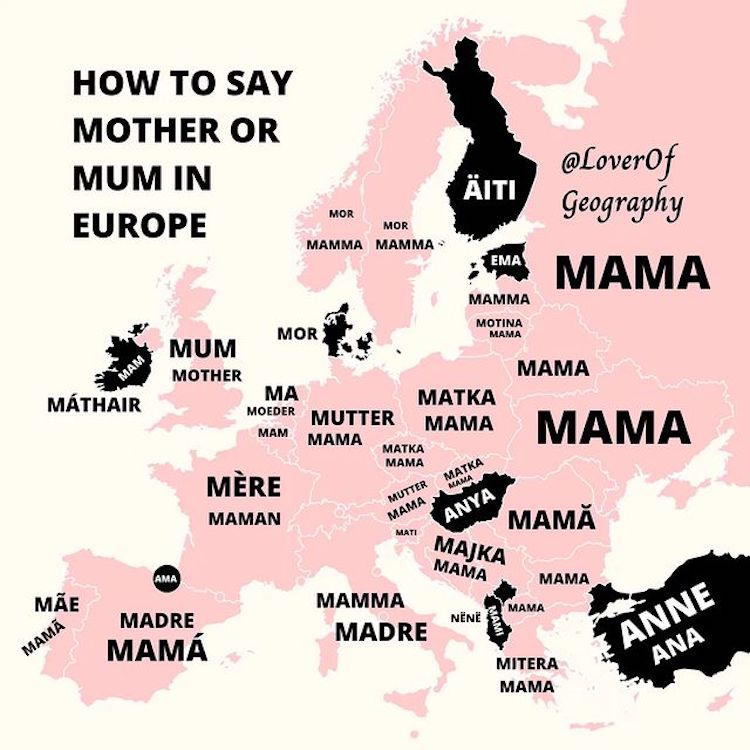 How Your Say Mother in Europe Infographic