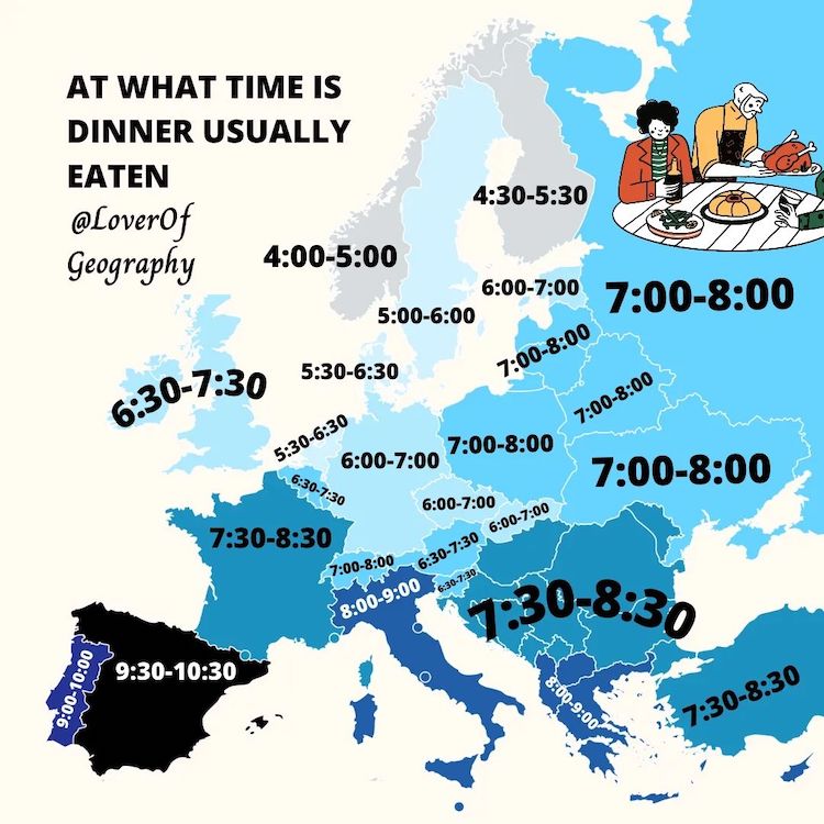 Dinnertime in Europe Infographic