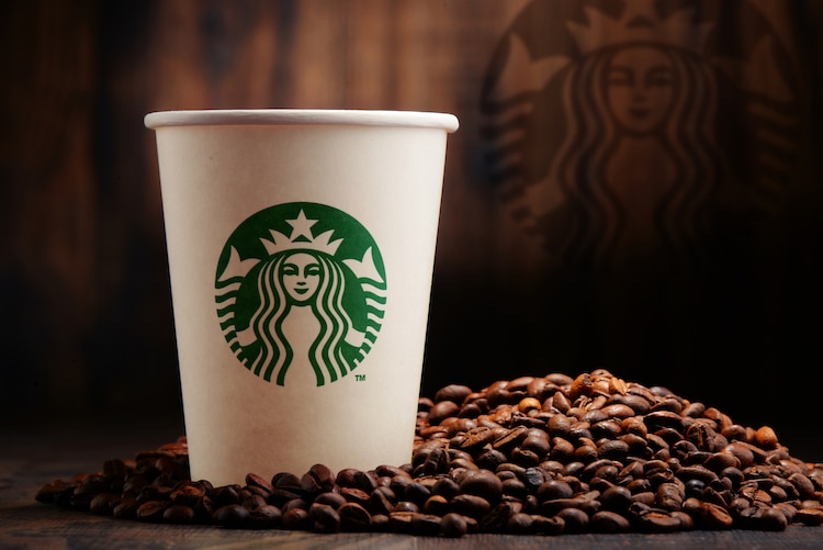 Starbucks Cup with Coffee Beans