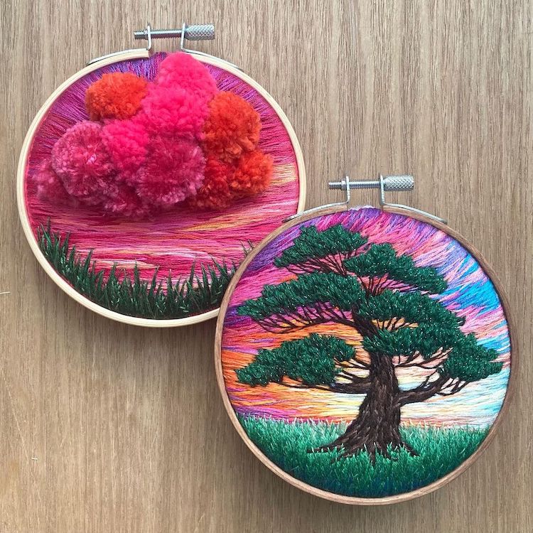 Landscape Embroidery Art by Erika Tu'a
