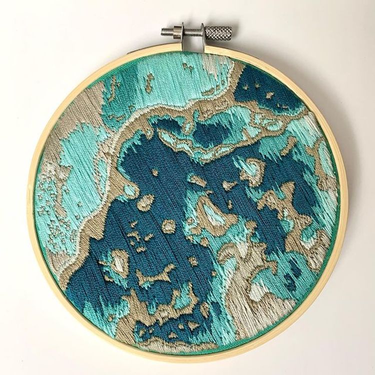 Ocean Embroidery Art by Satellite Stitches