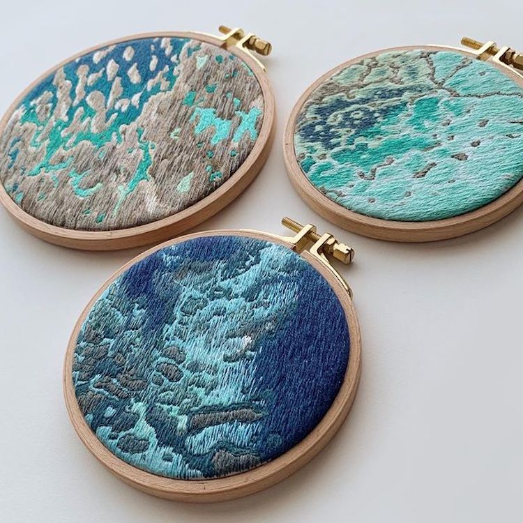 Ocean Embroidery Art by Satellite Stitches