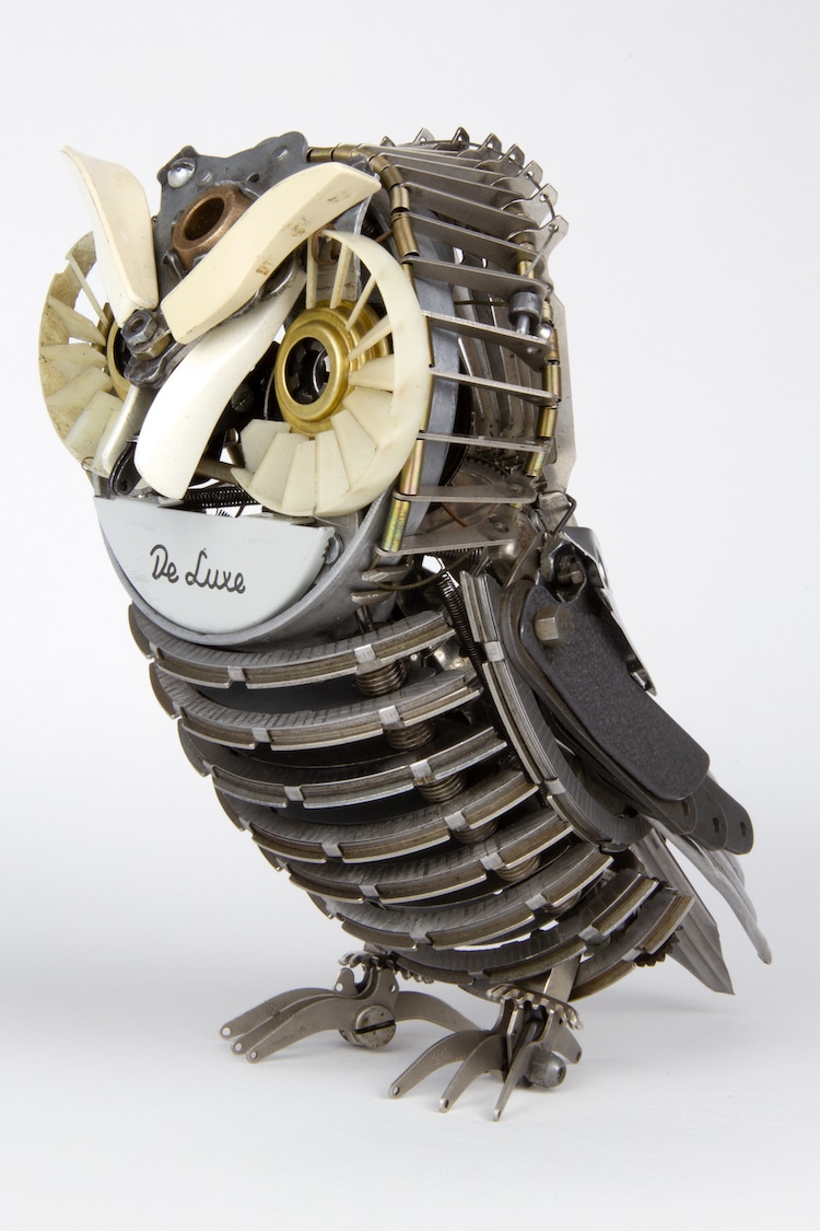 Owl Sculpture Created from Typewriter Parts