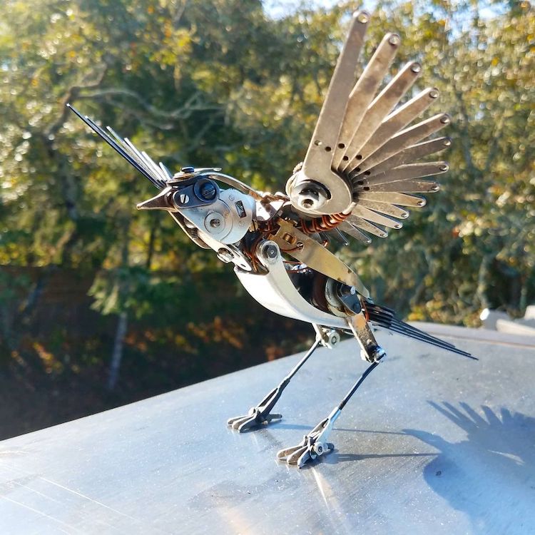 Bird Sculpture Created from Typewriter Parts