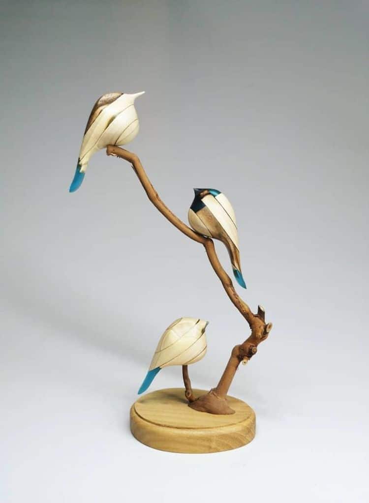Wood and Resin Animal Sculptures by Woodwhale Lab