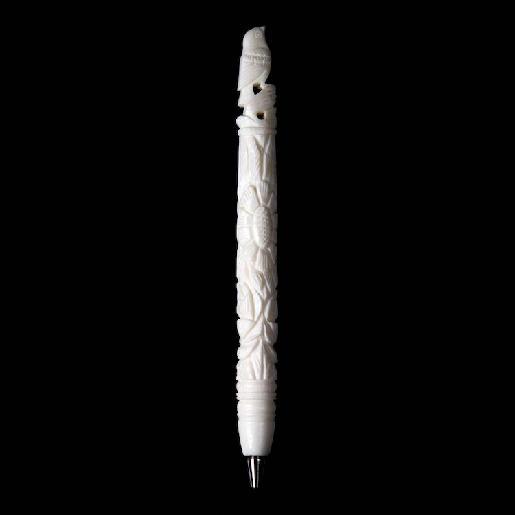 Carved Bone Pen from India