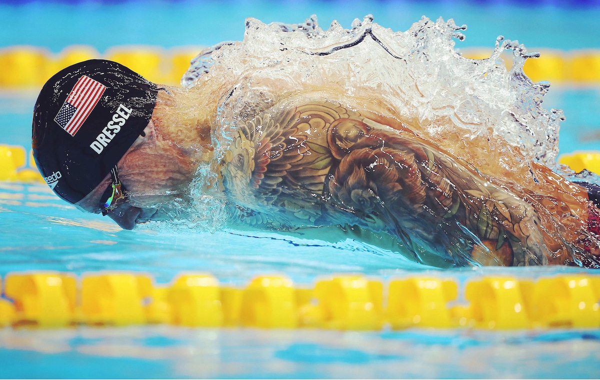 Caeleb Dressel Swimming the Butterfly at the 2021 Tokyo Olympics
